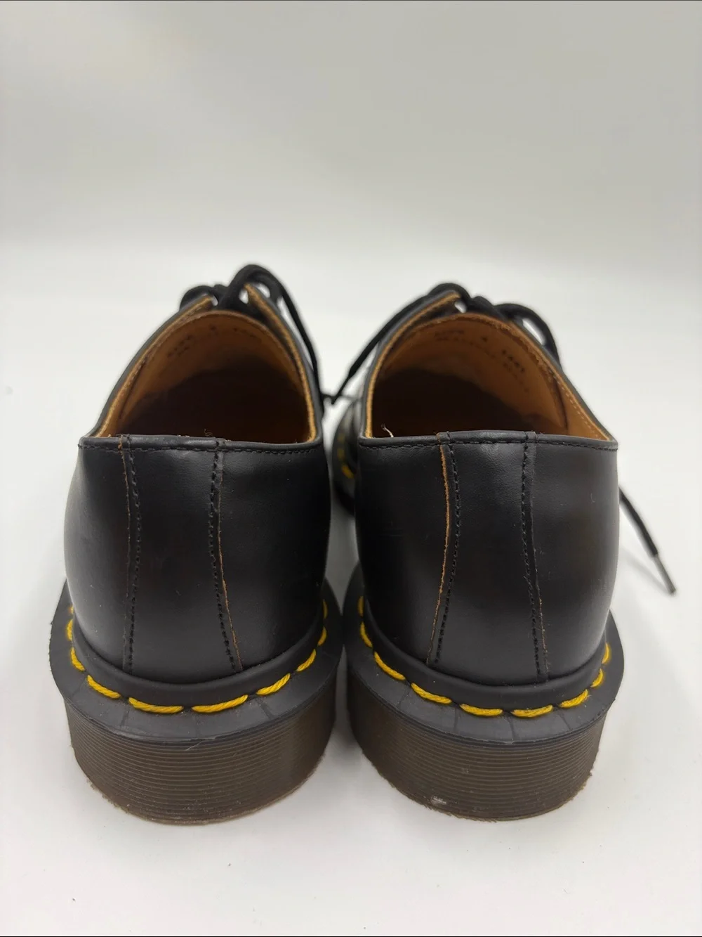 Black Kids Lace-Up Shoes with Yellow Stitching